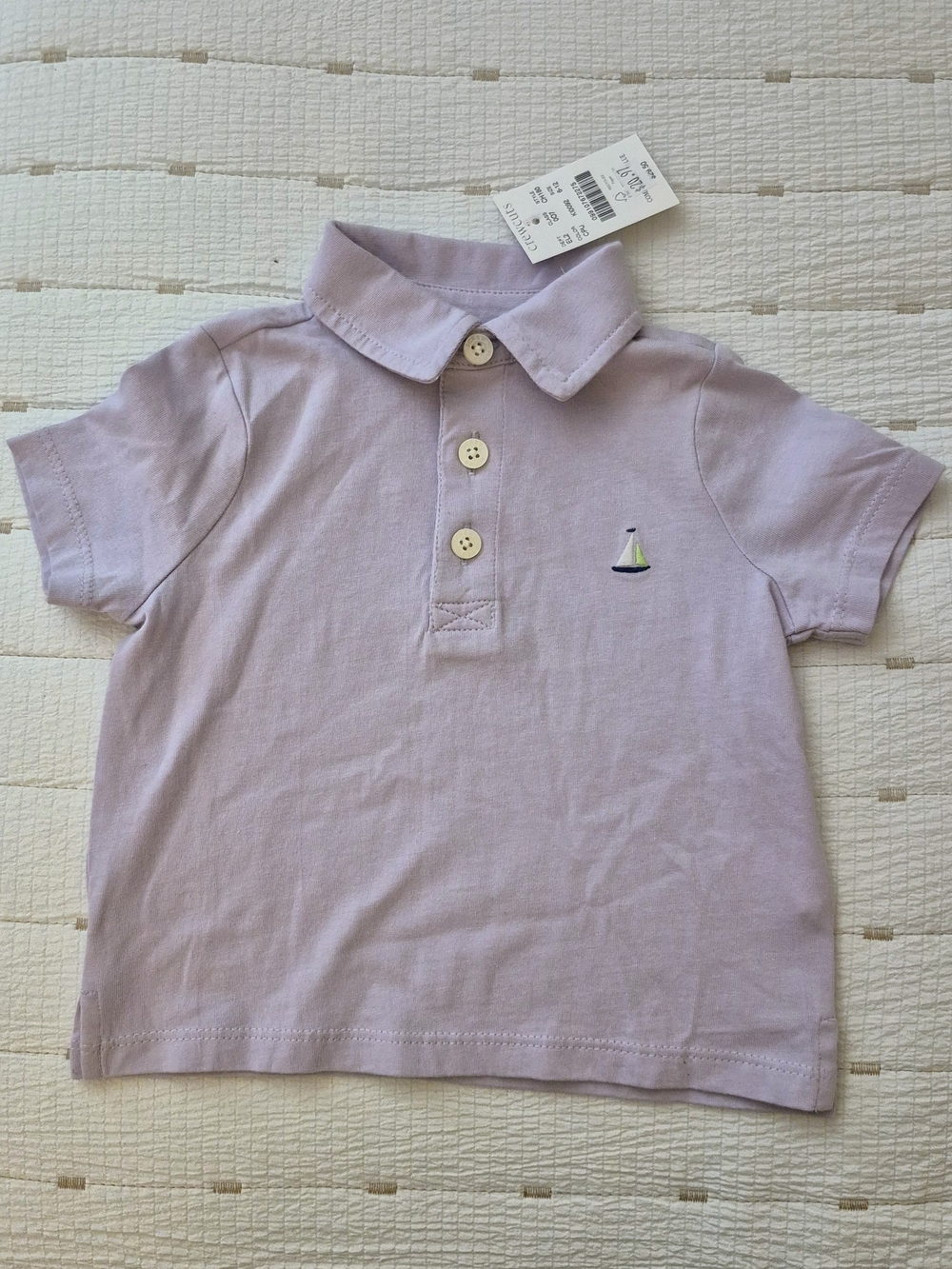 Crewcuts Lavender Short-Sleeve Polo with Sailboat Motif